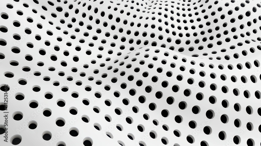 Poster abstract texture with black dots on white surface creating a wavy pattern