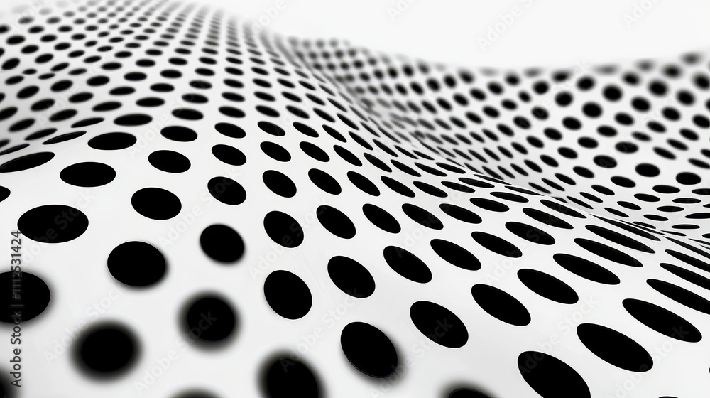 Aufkleber black and white abstract pattern of circles on a wavy surface with depth