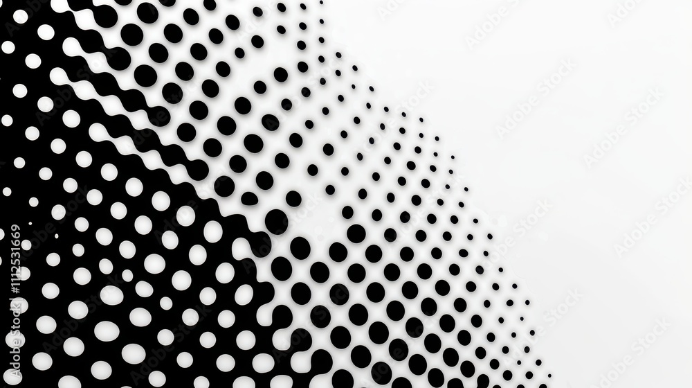 Poster abstract black and white dot pattern with gradation and modern design elements
