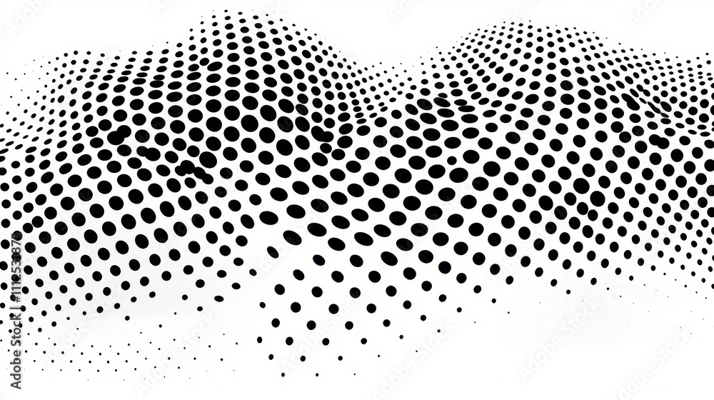 Poster abstract black and white pattern with dots creating a texture effect