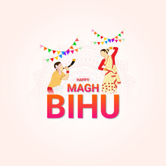 Vector illustration of Happy Magh Bihu social media template