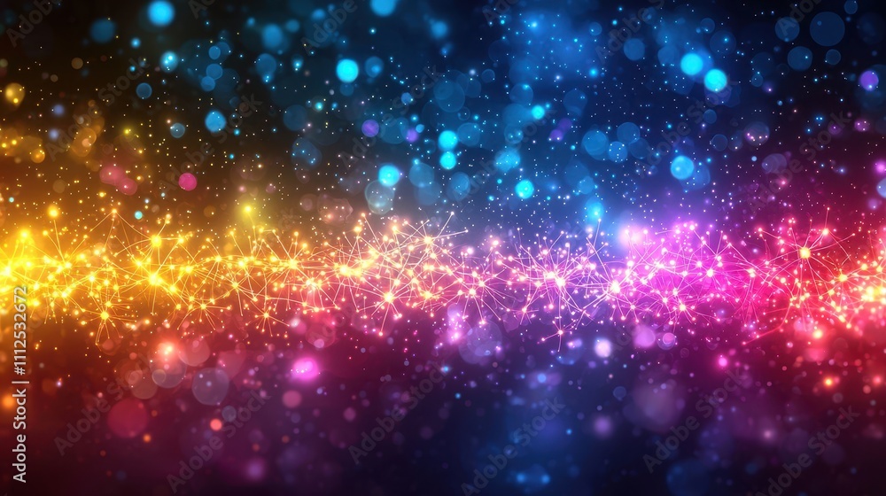 Aufkleber vibrant abstract background with colorful bokeh lights and twinkling stars effect