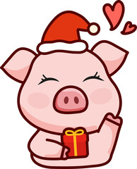 Cartoon Piglet Christmas Doodle