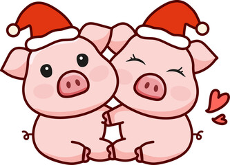 Cartoon Piglet Christmas Doodle