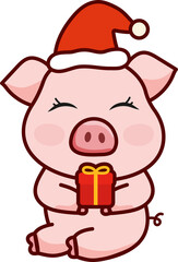 Cartoon Piglet Christmas Doodle