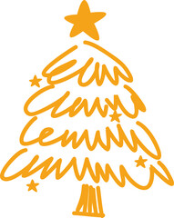 Hand Drawn Golden Christmas Tree