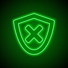 Obraz premium Security simple icon vector. Flat design. Green neon on black background with green light