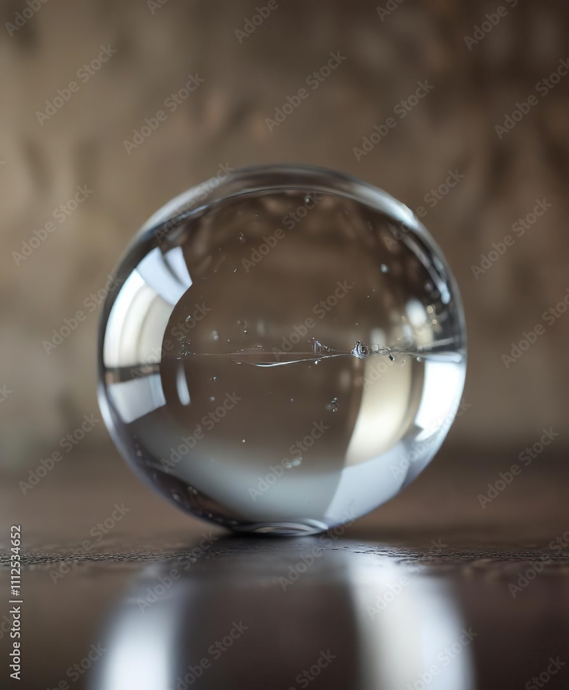 Aufkleber macro shot of a single glass ball with a blurred background and shallow depth of field, macro photog