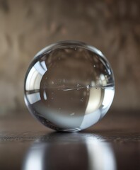Macro shot of a single glass ball with a blurred background and shallow depth of field, macro photography, focus on details
