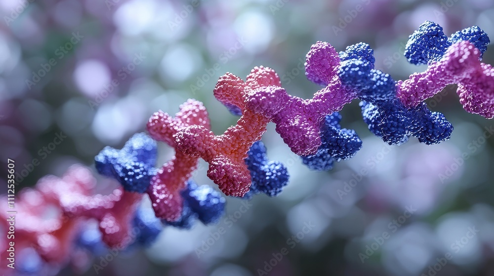 Poster colorful abstract molecule structure on soft colorful background in scientific concept