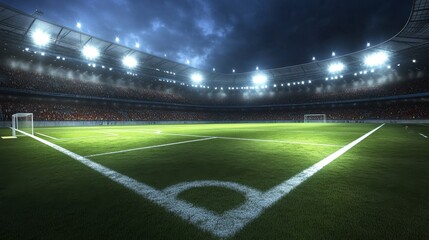 Night Football Stadium Field Corner, Sports, Stadium