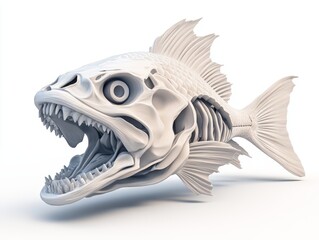 Fototapeta premium Intricate fish skeleton, a captivating glimpse into aquatic anatomy and the cycle of life beneath the ocean surface