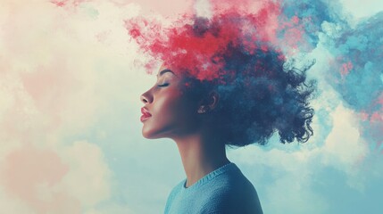 Woman in Profile with Creative Cloud Thoughts