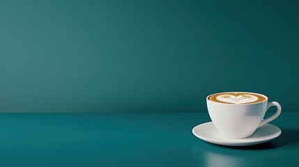 Enjoying heart latte art cappuccino in a cozy indoor  setting