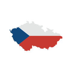 Fototapeta premium Map of Czechia filled with red, white, and blue flag colors, symbolizing the country's national identity, geographic significance, European culture, patriotic spirit, historical legacy, unity, soverei