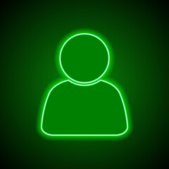 Human simple icon vector. Flat design. Green neon on black background with green light