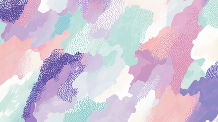 Naklejka premium A hand-drawn pixel design featuring chaotic, random pixel clusters in soft pastel tones of pink, lavender, and mint