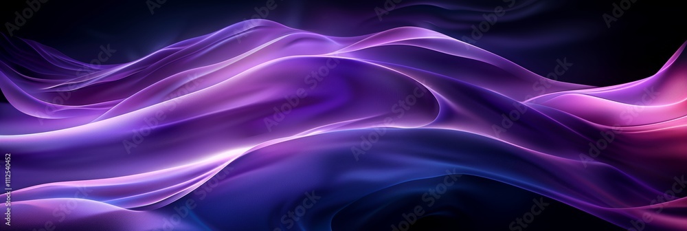 Poster abstract purple and blue background with smooth curves and lines, creating an elegant and futuristic