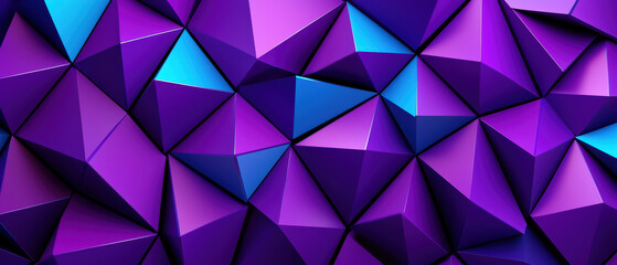 Fototapeta premium Vibrant purple and blue geometric shapes create abstract pattern, showcasing interconnected triangles and modern design aesthetic