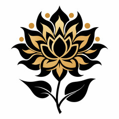 Golden Blossom vector silhouette black design white background