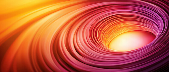 Vibrant gradient layers of magenta and yellow create mesmerizing swirl, evoking sense of depth and movement. This abstract design captivates with its dynamic flow and warm colors