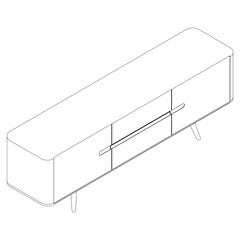 Sideboard Living Room Furniture isolated continuous line art flat vector illustration