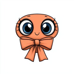 Cute cartoon illustration of a cheerful holiday ribbon with big bold eyes, isolated white background.