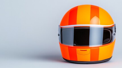 Race Helmet Ready to Compete: A vibrant and protective racing helmet, showcasing its design and craftsmanship, stands poised to shield the driver in a high-speed environment.