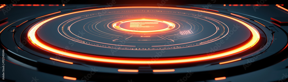Poster high tech digital dashboard with glowing orange accents and futuristic design. this workspace featur