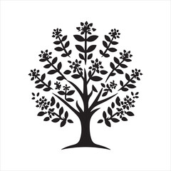 black and white tree