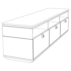 Sideboard Living Room Furniture isolated continuous line art flat vector illustration