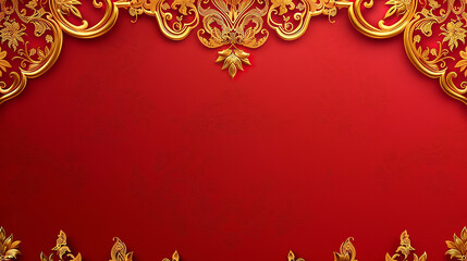 Elegant Red and Gold Decorative Floral Background Design

