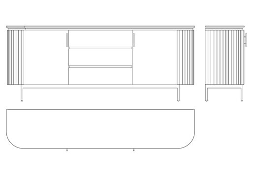Sideboard Living Room Furniture isolated continuous line art flat vector illustration
