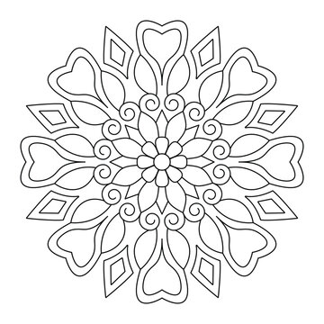 recommend clip art: Mandala black floral design coloring book page, vector file