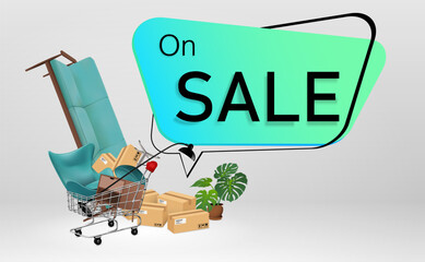 Upgrade your living space with trendy decor on sale. Shop now for chic furniture and accessories at unbeatable prices. Discover unbeatable deals on stylish home decor. vector illustration