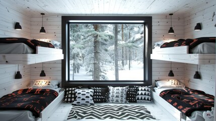 modern black and white kids bedroom 