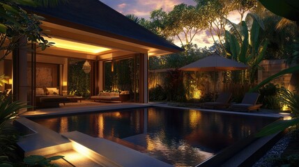 Serene Outdoor Retreat with Private Pool and Lush Landscaping