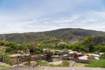Landscape of a small town in a rural area in the valleys of Cochabamba, Bolivia.
