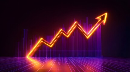 A vibrant, neon-styled upward trend graph symbolizes growth and success. The dynamic colors bring to life the concept of rising profits and positive business performance.