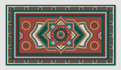 Persian carpet geometric ornament. Culture and traditions of Turkey and Persia. Traditionals patterns and ornaments. Carpet and rug. Flat vector illustration