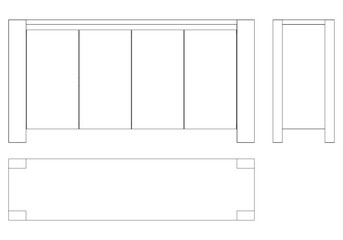 Chest of drawers outline icon. Line art illustration of TV stand, dresser. Modern commode, furniture in scandinavian style for home interior. Linear vector illustration isolated on white background