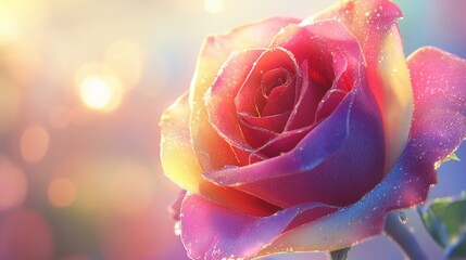 Exquisite Multicolor Rose, Close up.