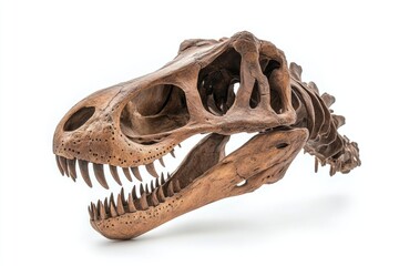 Fototapeta premium A close-up view of a dinosaur skull on a white background