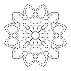The mandala features a simple mesmerizing arabesque pattern for kids, vector file