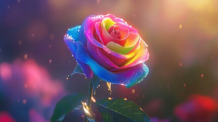 Exquisite Multicolor Rose, Close up.