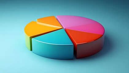 Fototapeta premium Colorful pie chart representing data distribution and analysis. Ideal for presentations, reports, and business analytics. Engaging design captures attention and conveys insights.