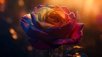 Exquisite Multicolor Rose, Close up.