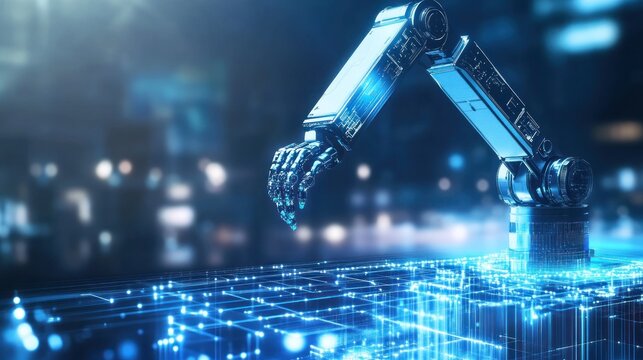 Robotic arm interacting with digital holographic overlay