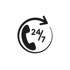 24 7 Emergency call services icon Symbol mark in Outline style