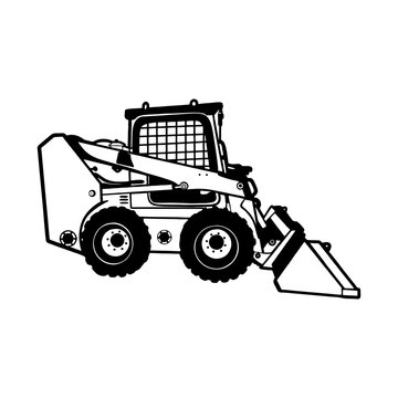 recommend clip art: Wheeled Skid Steer - Heavy Equipment - Heavy Machinery, Construction Machinery Stencil Cut File